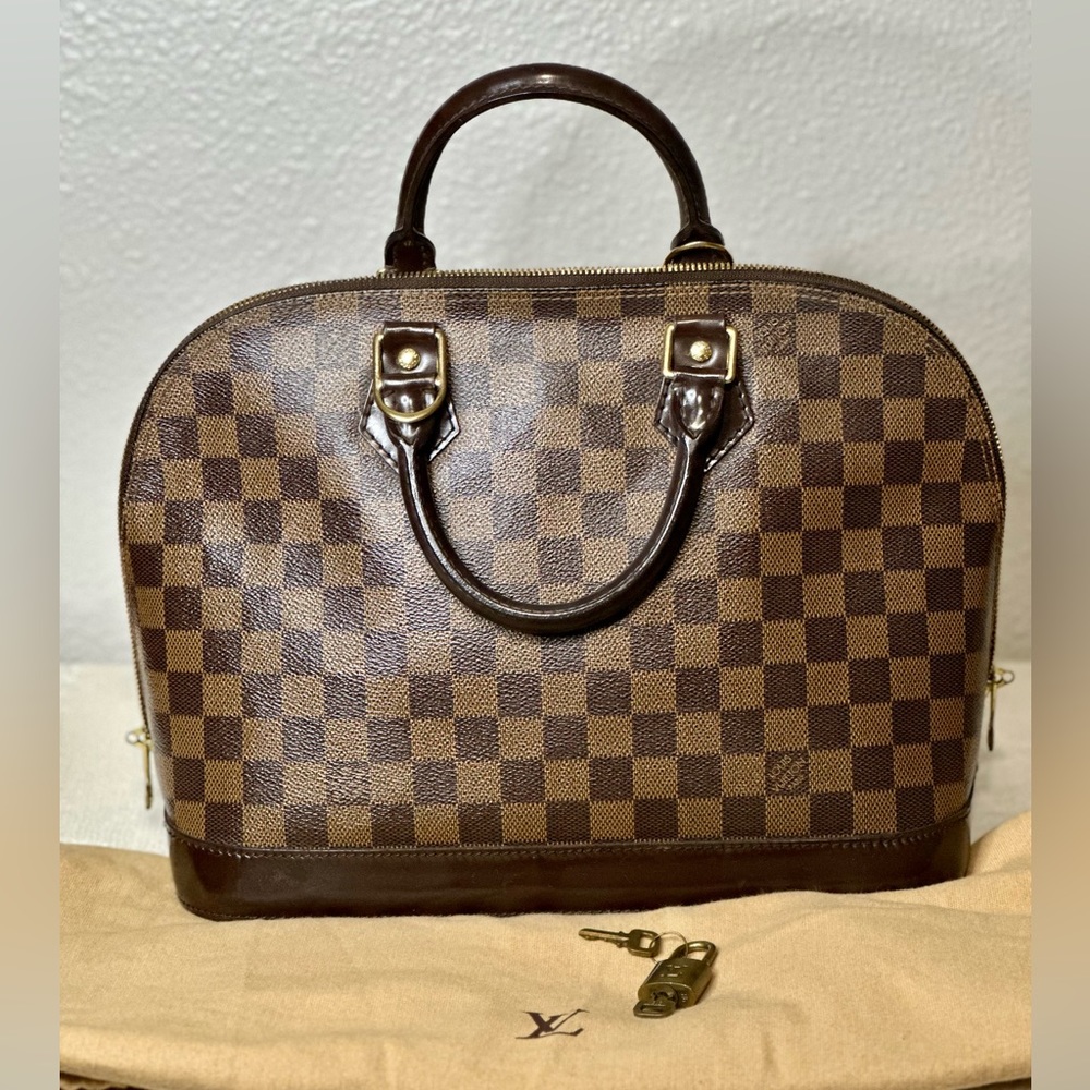 Authentic Louis Vuitton Damier Ebene Alma PM Hand Bag